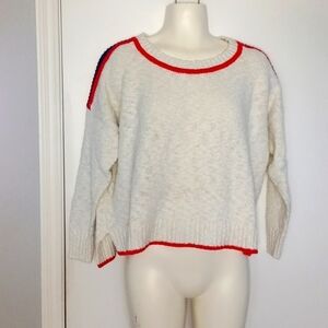 American Eagle White Oversized Crop Sweater